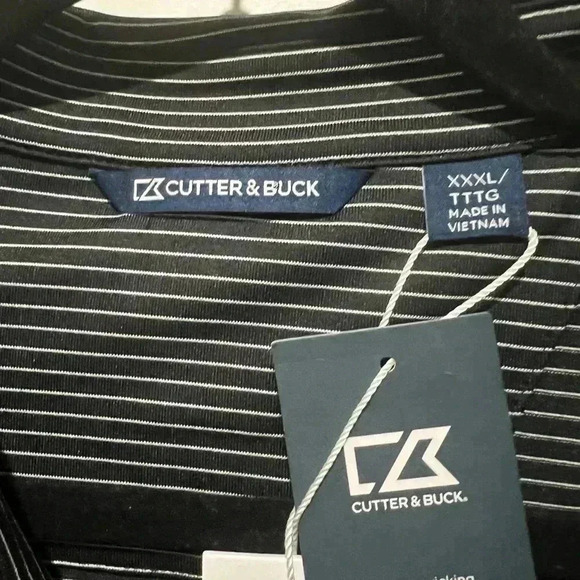 NWT CUTTER & BUCK FORGE PENCIL STRIPE STRETCH MENS  POLO IN BLACK XXXL - Picture 4 of 9